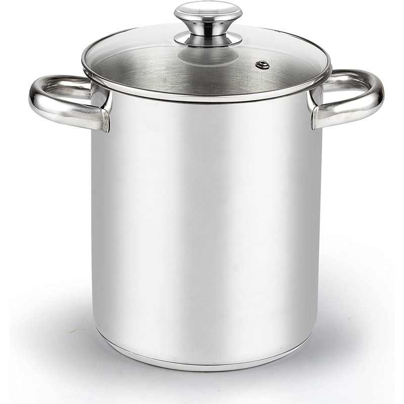 Cook N Home Basics 4 Quart Deep Fryer Pot with Basket, Japanese Tempura Small Stainless Steel Frying Pot with Oil Drip Drainer Rack, Glass Lid, Suitable for Kitchen French Fries, Chicken