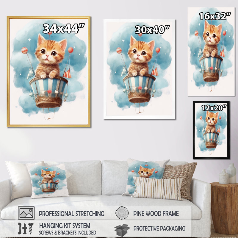 «Nursery Kitten Cuddles II», reproduction sur toile, H 20 po x l 12 po x P 1 po, Cadre photo blanc