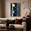 Toile murale d'Halloween : Vagues bleues et turquoise abstraites avec des cercles lumineux-314415503