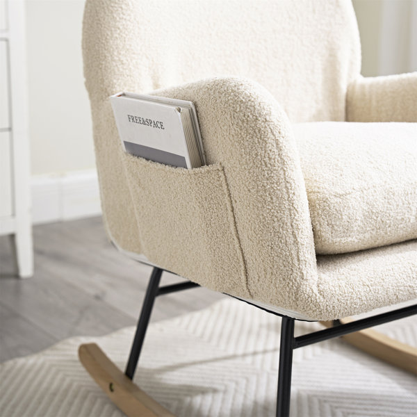 George Oliver Modern Rocking Chair with High Backrest,Teddy Material ...