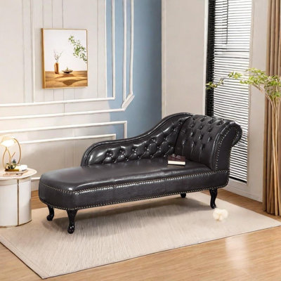 Luxury Chaise Longue with Solid Wood Legs
