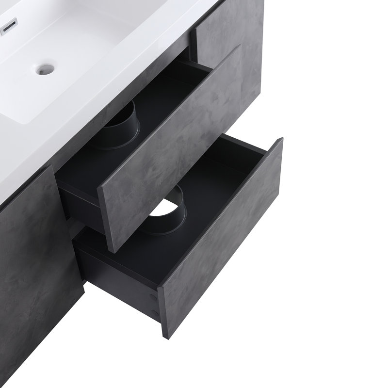 Meuble-lavabo flottant 48 po avec lavabo intégré et trop-plein 48 po, Gris