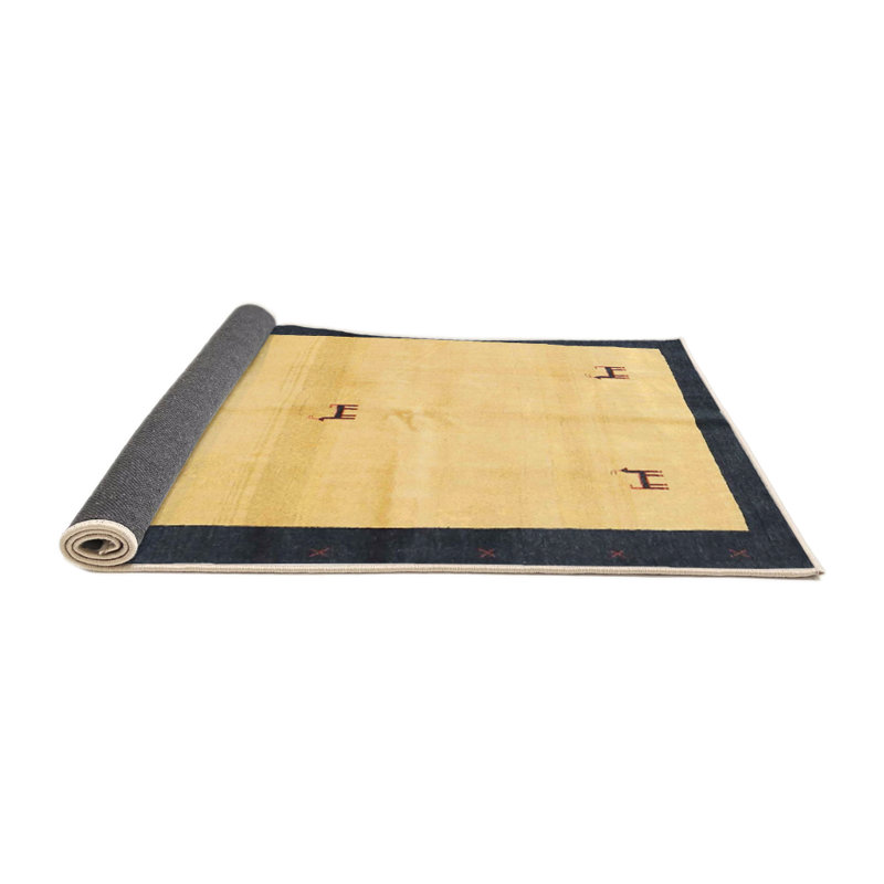 Tapis beige/noir contemporain, Rond 3 pi