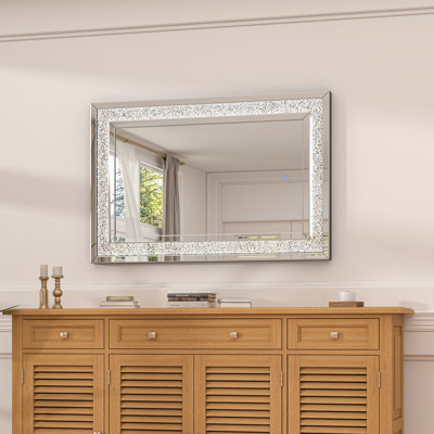 LED Diamond Wall Mirror with Dimmable Lights & 3 Color Modes, Crystal Diamond Vanity Mirror for Bathroom, Living Room, Bedroom