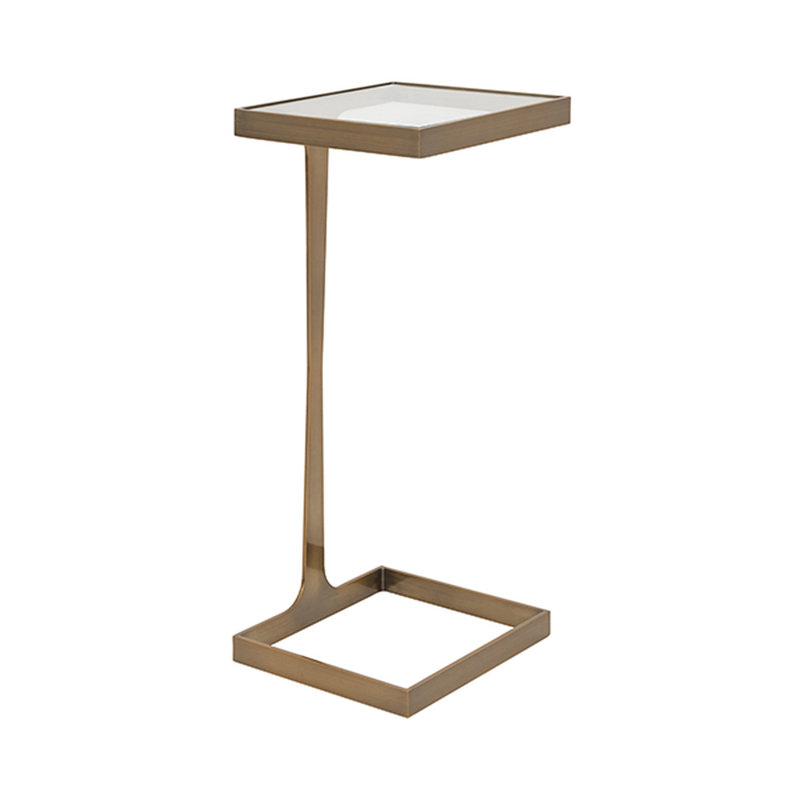 Maisel Glass End Table, Antique Brass