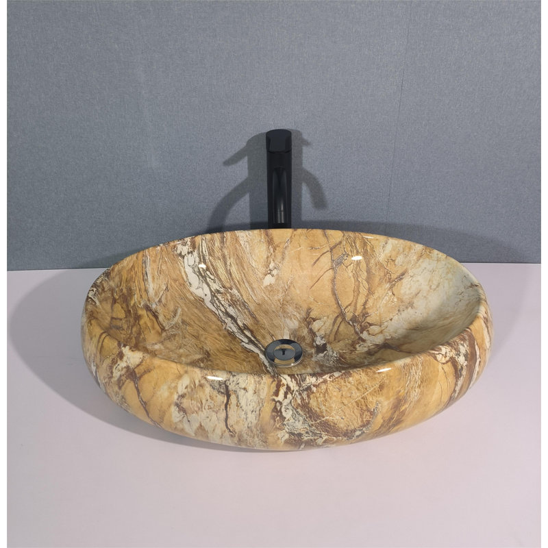QieRao 16'' Marble Ceramic Oval Bathroom Sink