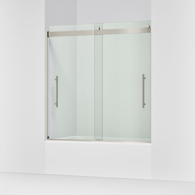 Levity Plus Less Sliding Bath Door, 61-9/16 In. H X 56-5/8 - 59-5/8 In. W, With 3/8 In.-Thick Crystal Clear Glass