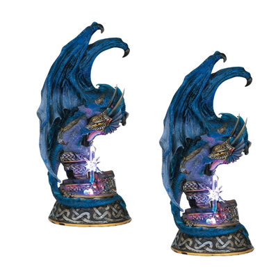 "Ensemble de 2 pièces" ICE ARMOUR 9 "H LED bleu dragon assis sur un trône
