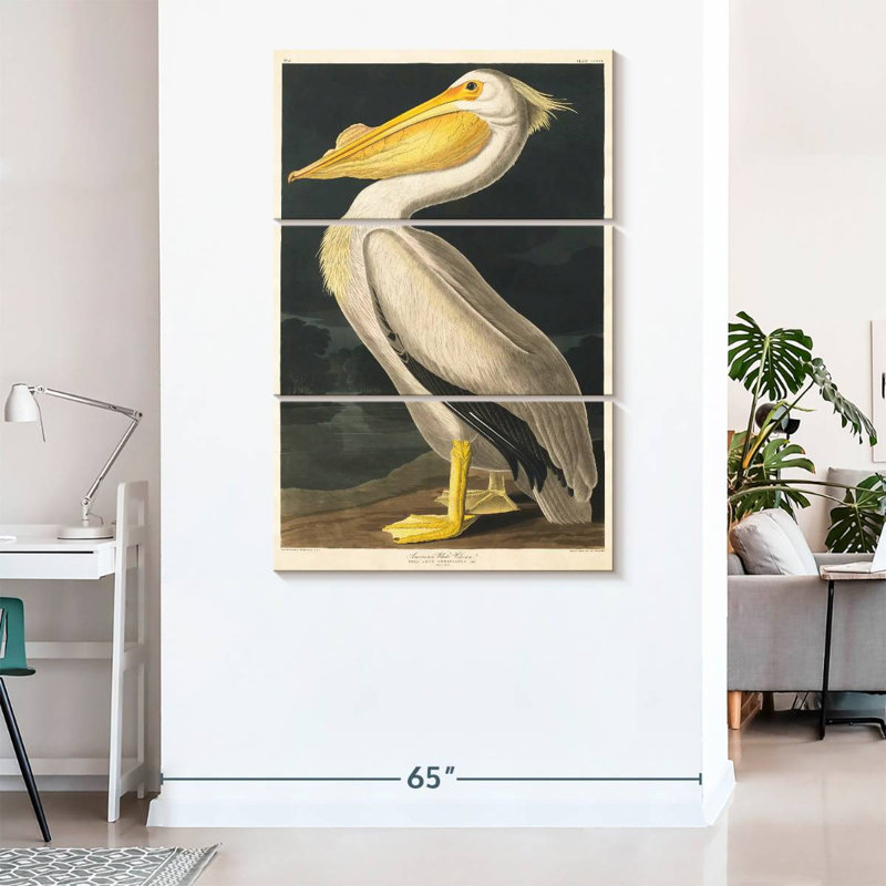 Ensemble de 3 pièces sur toile American American Pelican, H 74 po x l 48 po x P 1,25 po