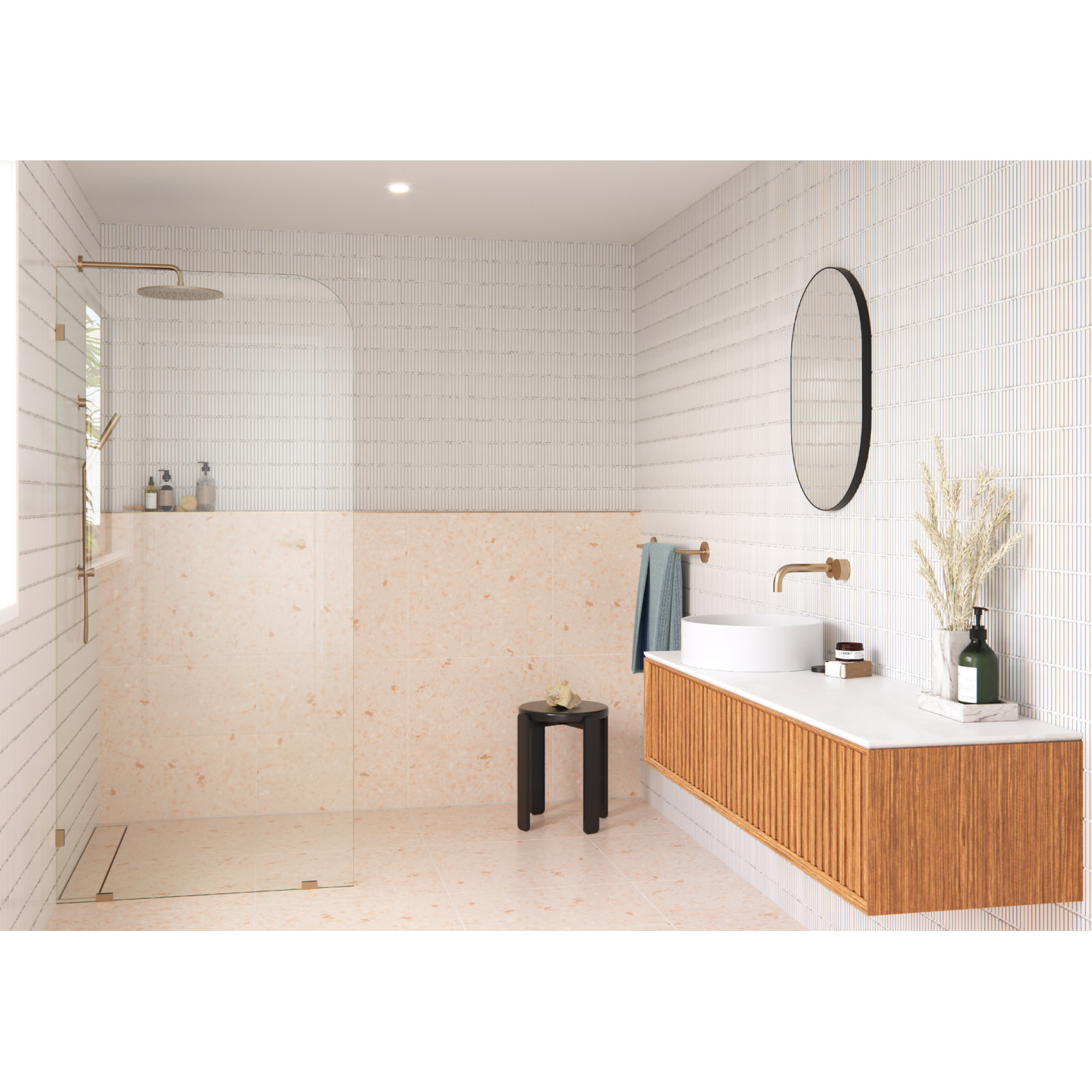 Solaris Frameless Fixed Radius Shower Panel, Brushed Bronze