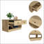 Banc de rangement - deux tablettes ouvertes, deux tiroirs - série Hamilton, détails en métal