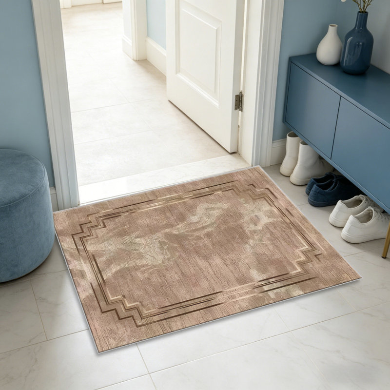 Beige Art carpet-easy to clean, machine-washable, soft and comfortable; suitable for door mats, kitchens, living rooms, bedrooms, corridors, and laundry areas. Easy to clean, durable carpet for home decoration.