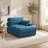 Bentura Oversized Upholstered Sea Salt Grey Corduroy Chaise Lounge with Armrests & Throw Pillows-95259942-100930858