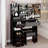37 Inch Middle Size Left Drawer Desktop Vanity Table with Cushioned Stool, Extra Large Sliding Mirror, Multi-Layer High Capacity Storage for Practical and Fashionable Use in Large Spaces-1363251067