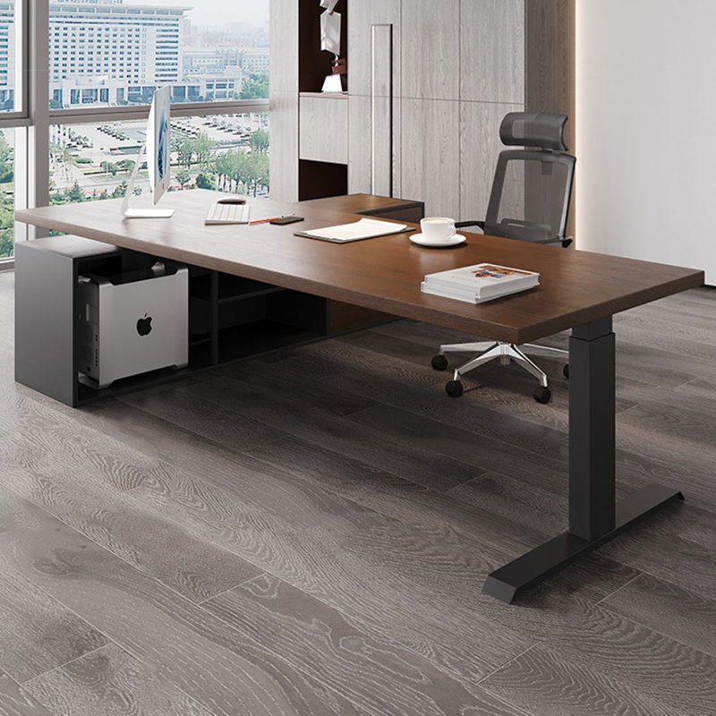Bureau de direction en L en bois massif avec tiroirs, H 47,24 po x l 62,99 po x P 59,06 po, Retour à droite