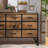 Retro Walnut Solid Wood Accent Cabinet