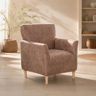 Housse pour fauteuil extensible d'aspect cuir - Housse de canapé 1 pièce pour la protection des meubles de salon