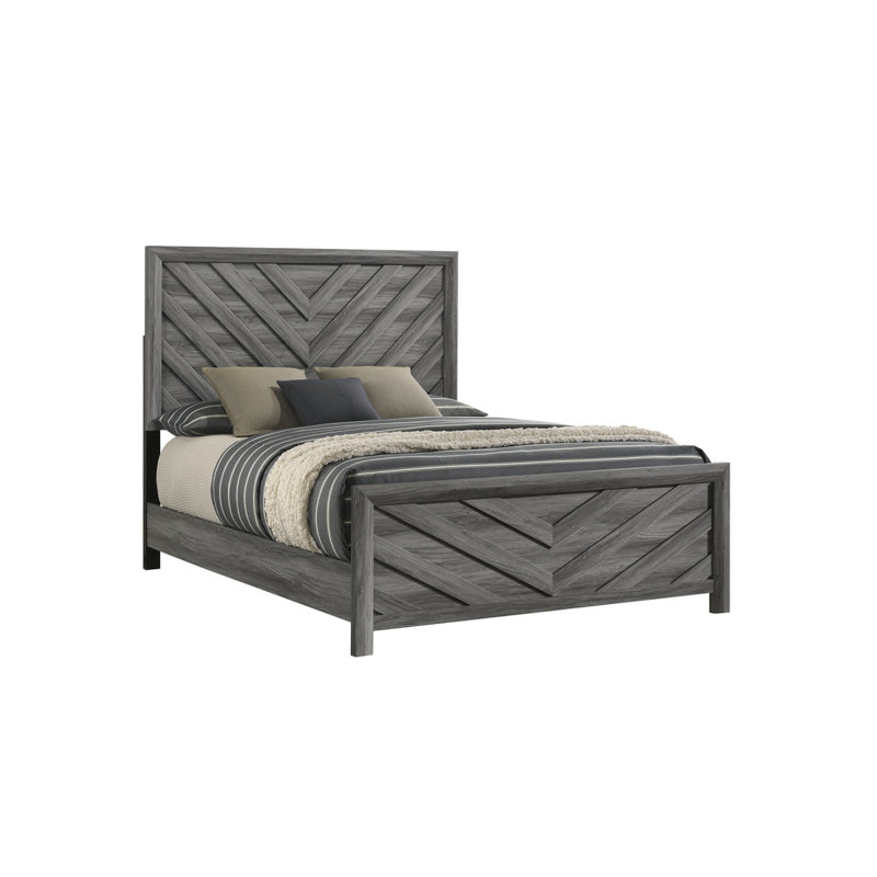 Grand lit de style moderne Denver en bois gris (inventaire CA), gris, Grand