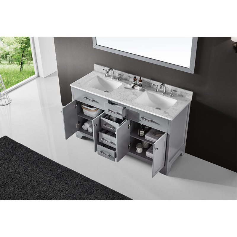 Ensemble de meuble-lavabo double 60 po Cassel, Gris taupe