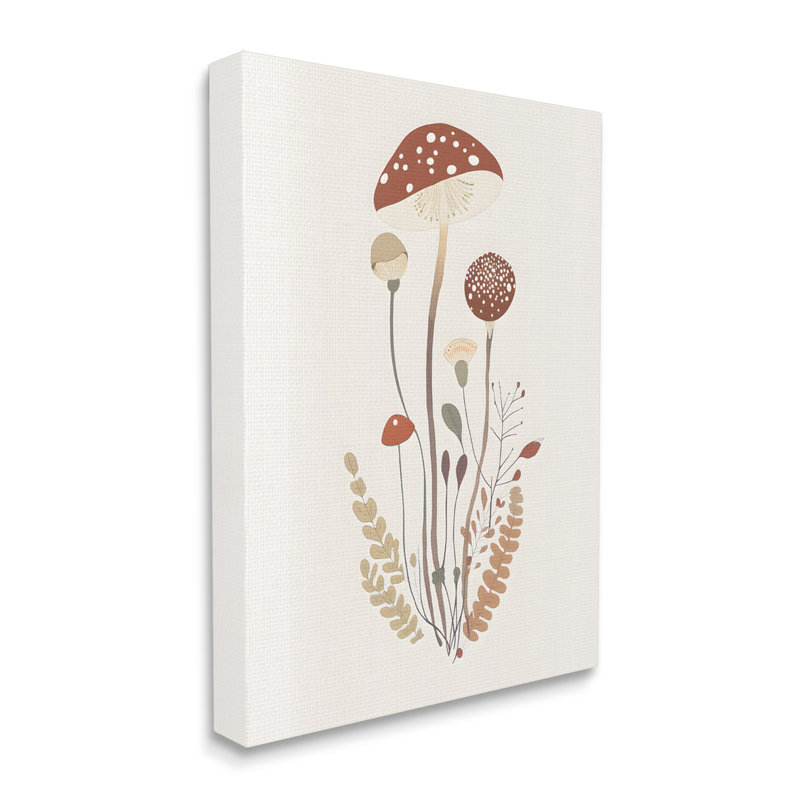 Champignons et fougères sur toile par Petals Prints, H 40 po x l 30 po x P 1,5 po