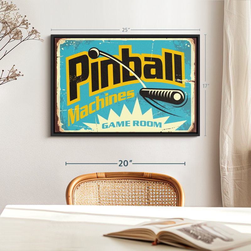 Impression sur toile Pinball Machine Game Room, H 17 po x l 25 po