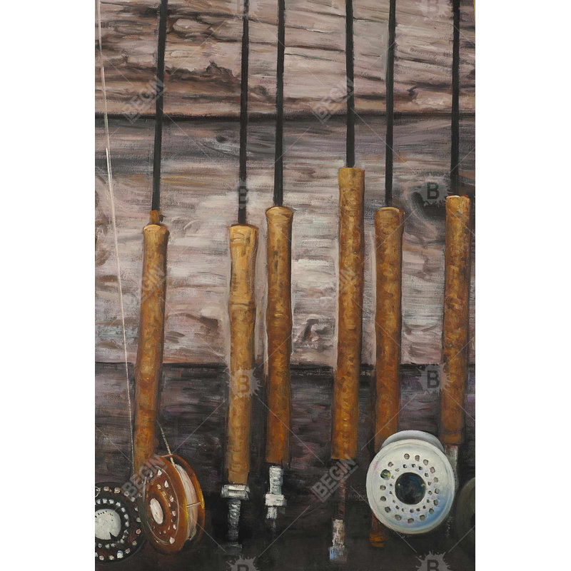 " Fishing Rods On Wood "