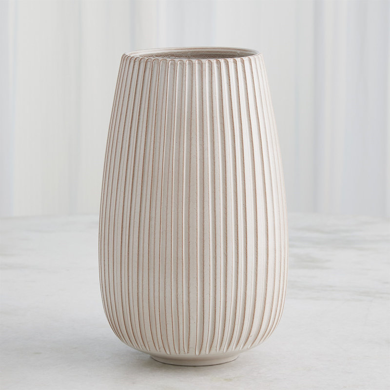 Vertical Ribbed Vase-Lg, 12" H x 7.5" W x 7.5" D