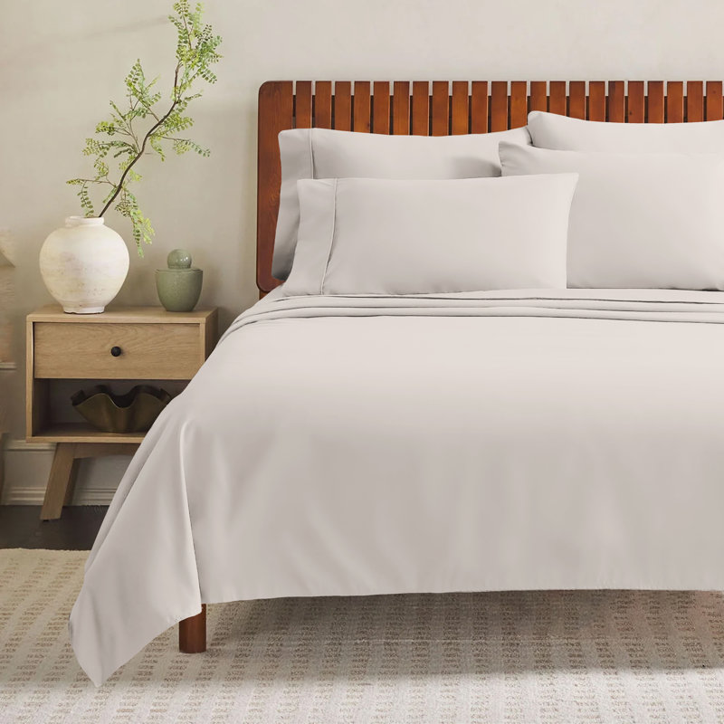 Ensemble de draps 4 pièces Paarizaat 8000 Series, Ensemble de draps pour très grand lit avec 3 piè, Os