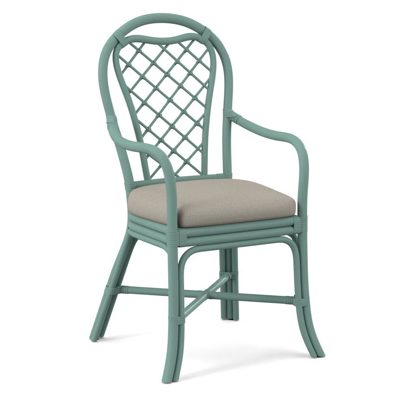 Trellis Dining Arm Chair, Bisque, White Performance Fabric; 0851-94