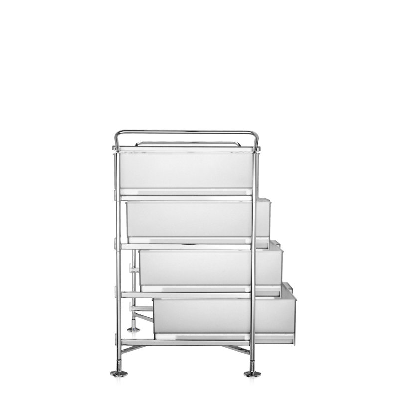 Mobil Storage Drawer, Translucent Ice, 4 Drawers with Open Shelf and Wheels