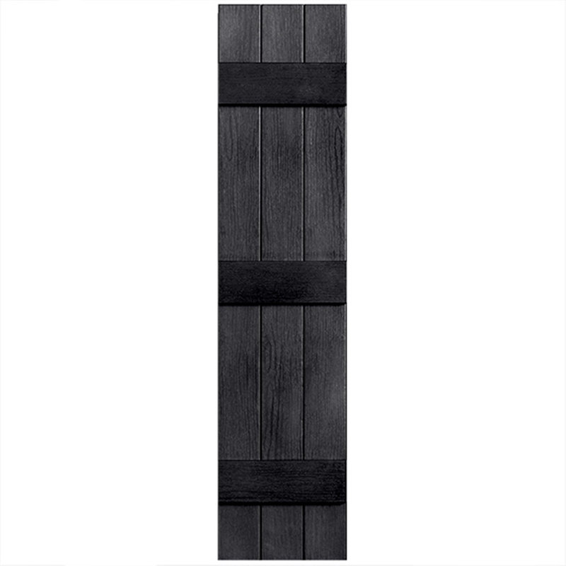 Trois lattes fermées, trois planches fermées en vinyle, 54 po, Noir