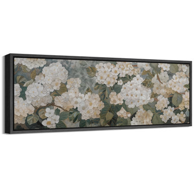 Vintage Floral Patterns " Botanical Floral Design With White Blooms And Green Leaves Illustrations Retro "