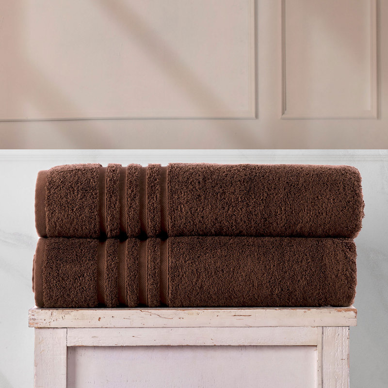 Ensemble de 2 draps de bain géants 100% coton, surdimensionnés et absorbants, Brun