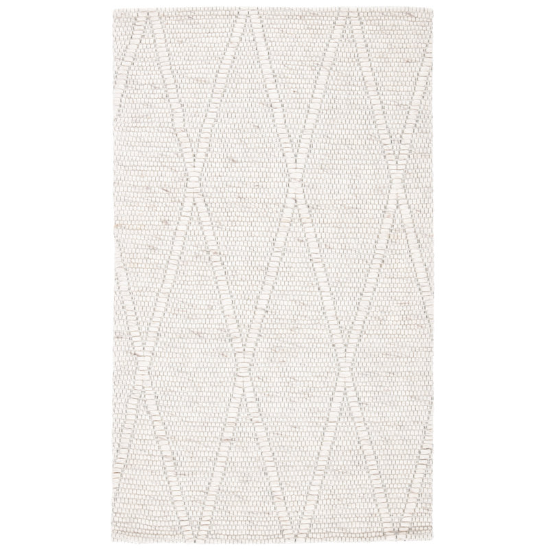 Saco Geometric Handmade Flatweave Ivory Area Rug, Rectangle 3' x 5'