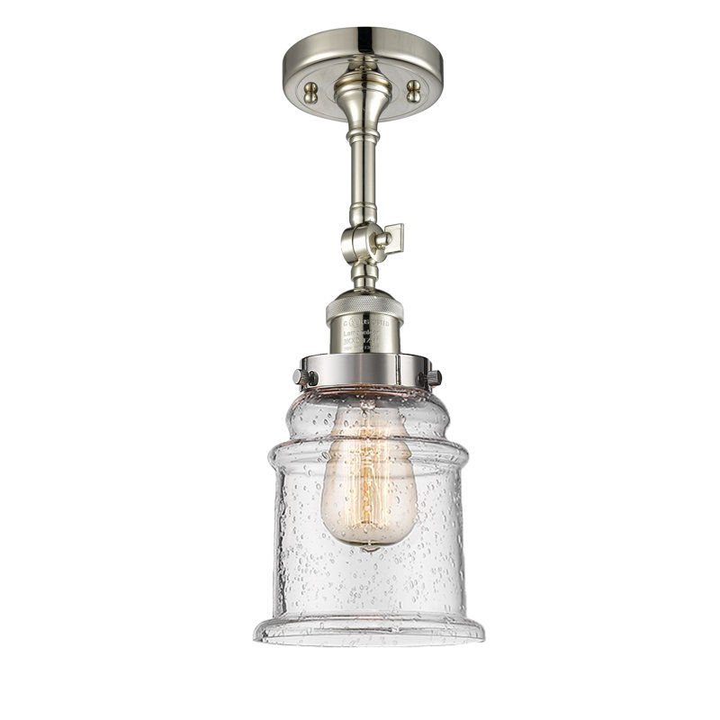 Plafonnier semi-encastré cylindrique simple 6 po Alexandira, Grainé, Nickel poli, Ampoule DEL 6 watts Vinage