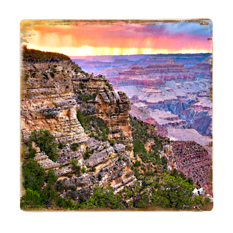 Wood Square 4 Piece Coaster Set