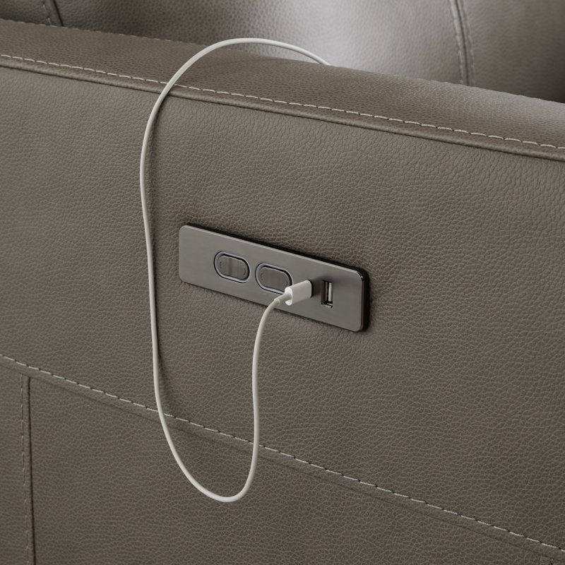 Fauteuil inclinable électrique en cuir véritable Leena, Taupe York
