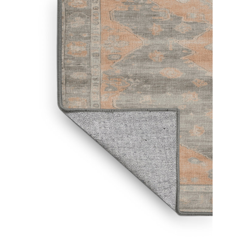 Machine Washable Overdyed Gray Area Rug, Round 4'