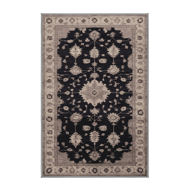 Machine Washable Overdyed Gray Area Rug, Rectangle 5' x 8'