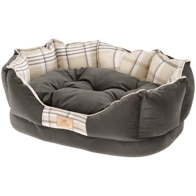 Velvet Bolster Pet Bed, Brown, 47 W x 68 D cm