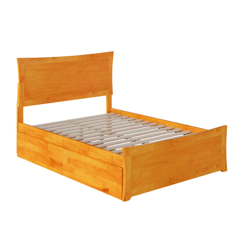Daury Solid Wood Platform Bed with Matching Footboard and Storage Drawers, Full, Walnut