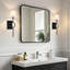Ensemble de 2 appliques murales de salle de bain rustique moderne avec abat-jour en tissu plissé blanc, appliques murales noires pour toilette, couloir, escalier, salon, salle à manger de salle de bain