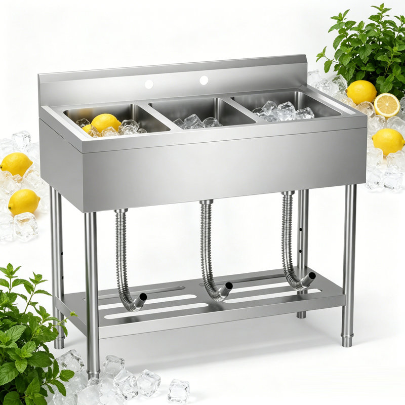 Évier utilitaire en acier inoxydable 39 po x 19 po x 33 po, cuve à lessive à cuve simple autoportante avec plan de travail, cuve profonde pour salle de lavage, garage, sous-sol, station de préparation ou de nettoyage, conception prête pour le robinet.