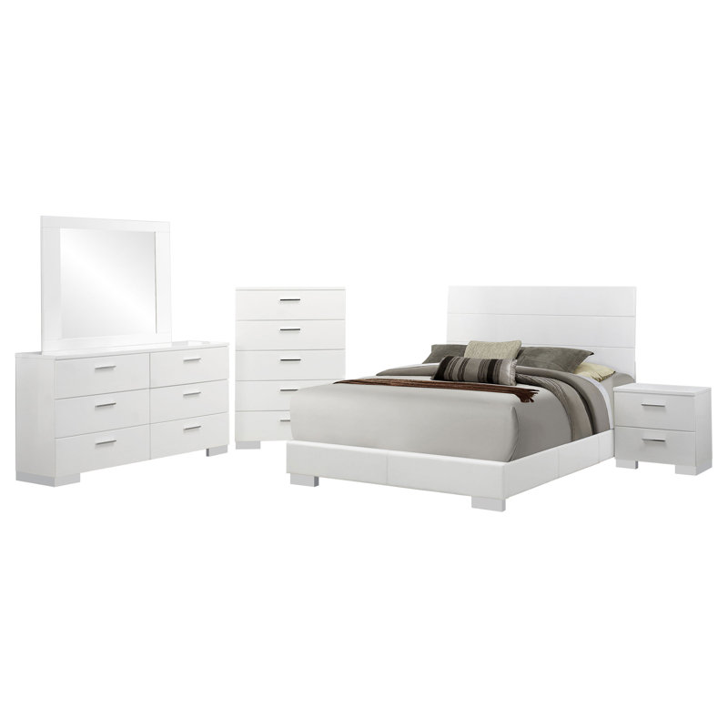 Ensemble de chambre à coucher avec miroir de commode 5 pièces Sok, Grand lit