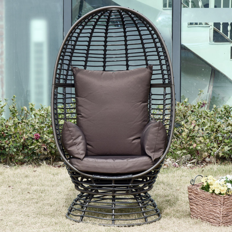 Dernier Swivel Steel Outdoor Lounge Chair, Brown