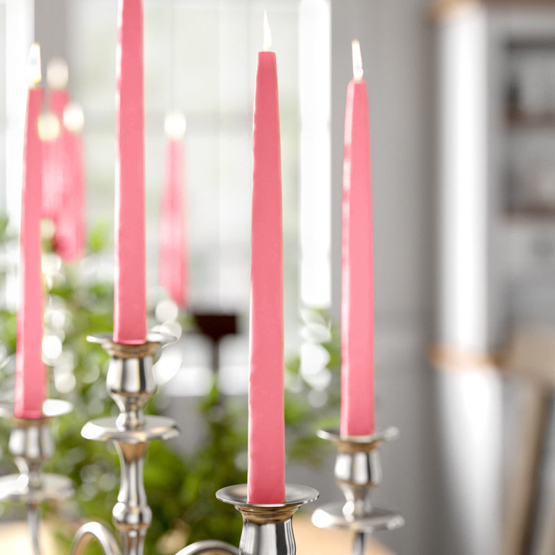 Ensemble de 12 chandelles fuselées non parfumées Estela, Rose