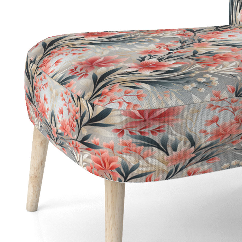 Chaise d'appoint rembourrée, motif d'appoint Coral Subdued Coral Tropical, Motif tropical corail discret II
