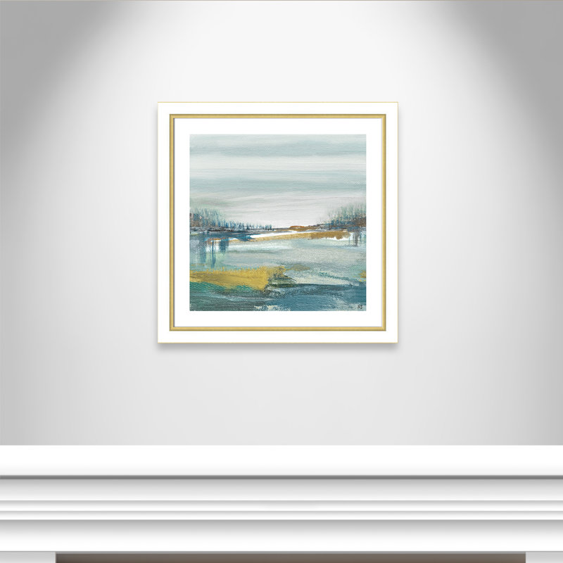 Lewbeach - Peinture encadrée, Blanc / or, H 29,75 po x l 29,75 po x P 1,13 po
