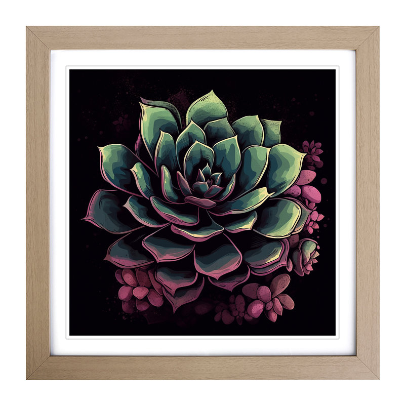 Succulent - Framed Print, Oak