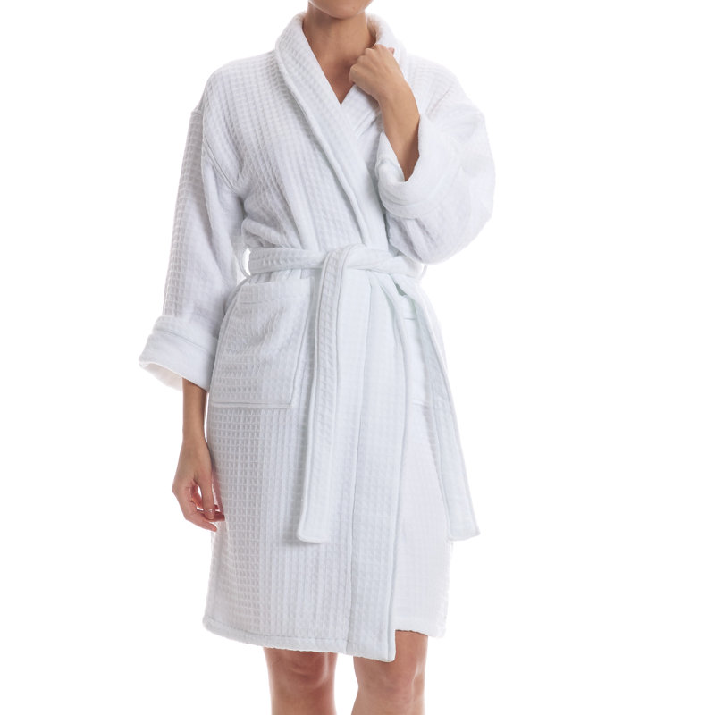 Uchino Waffle White Bath Robe 27 x 52 White